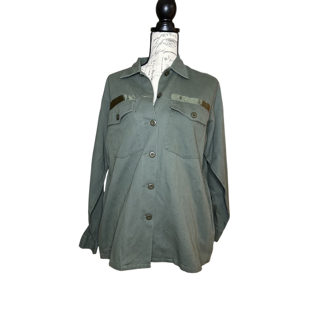 Silence & Noise Size Small Green Military Style Button Up Jacket 2016 Core